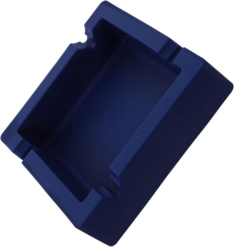 Square Silicone Ashtray High Temperature Resistant Easy Clean Indoor Outdoor Blue - Image 1